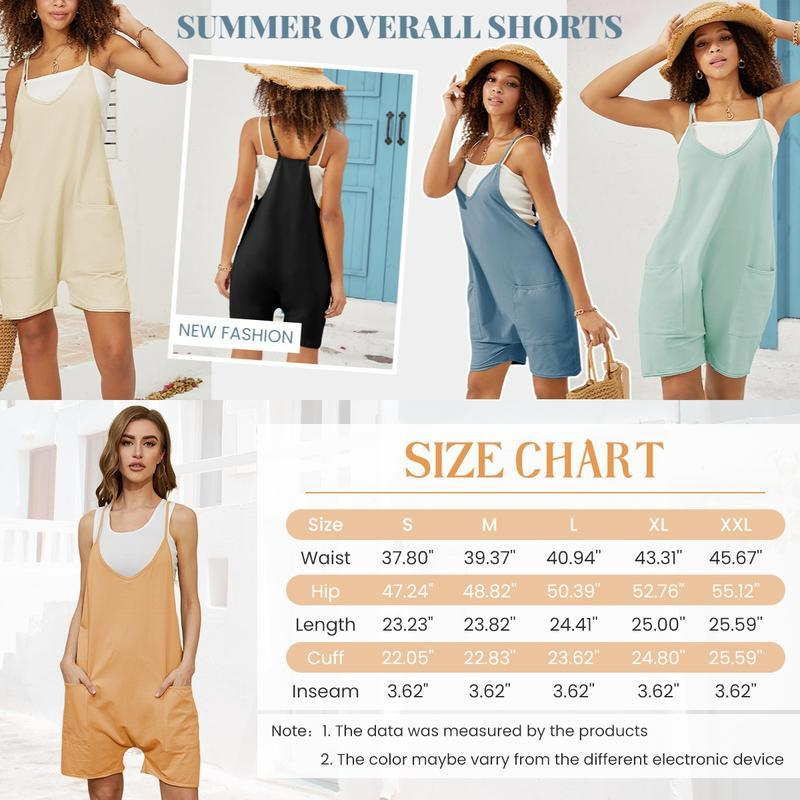 （Blue--M）Womens Rompers for Summer Casual Sleeveless Rompers Tank Romper Short Jumpsuit Beach Cover up with Pockets