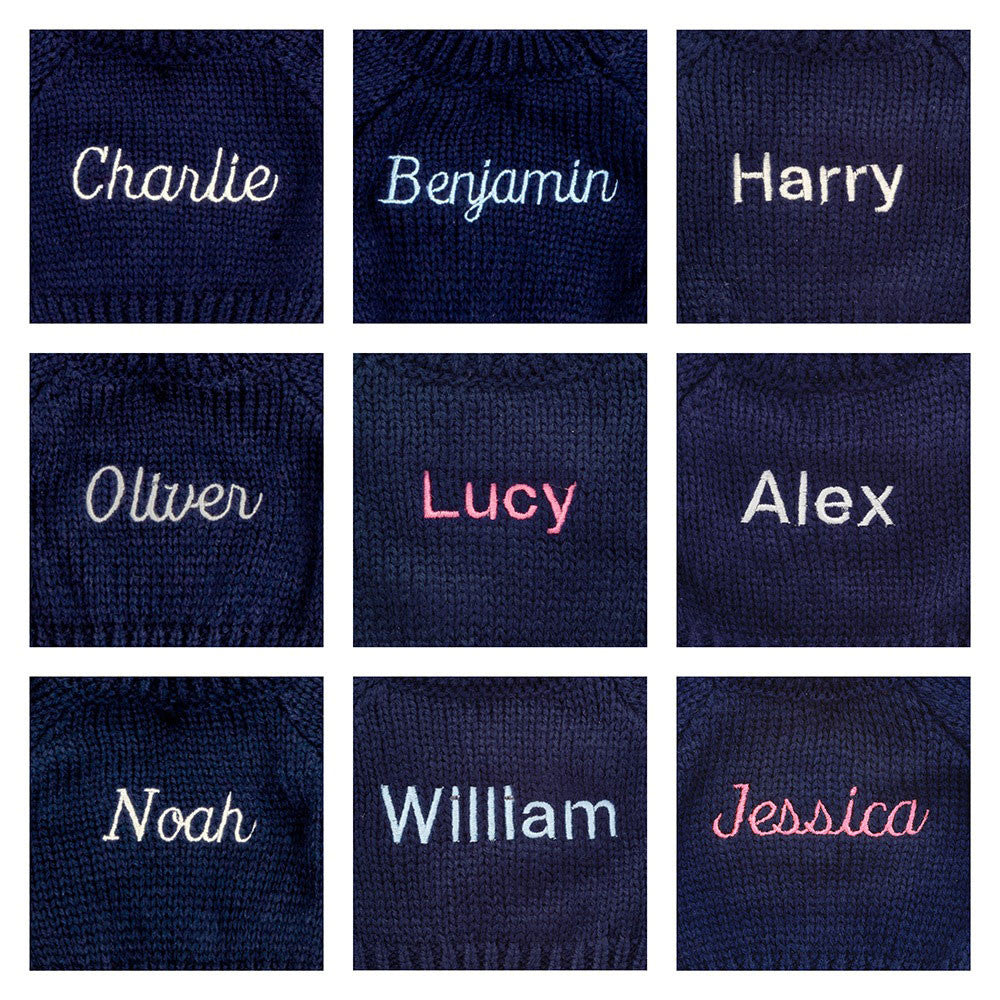 Bashful Sunshine Bunny with Personalised Navy Jumper