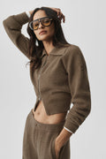 Cashmere Wool Harmony Full Zip Jacket - Java Brown Heather