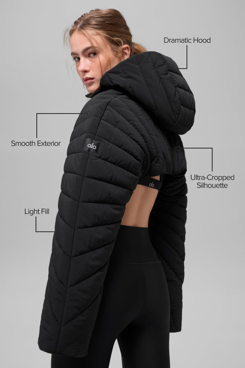 Quilted Starlight Puffer Shrug - Black