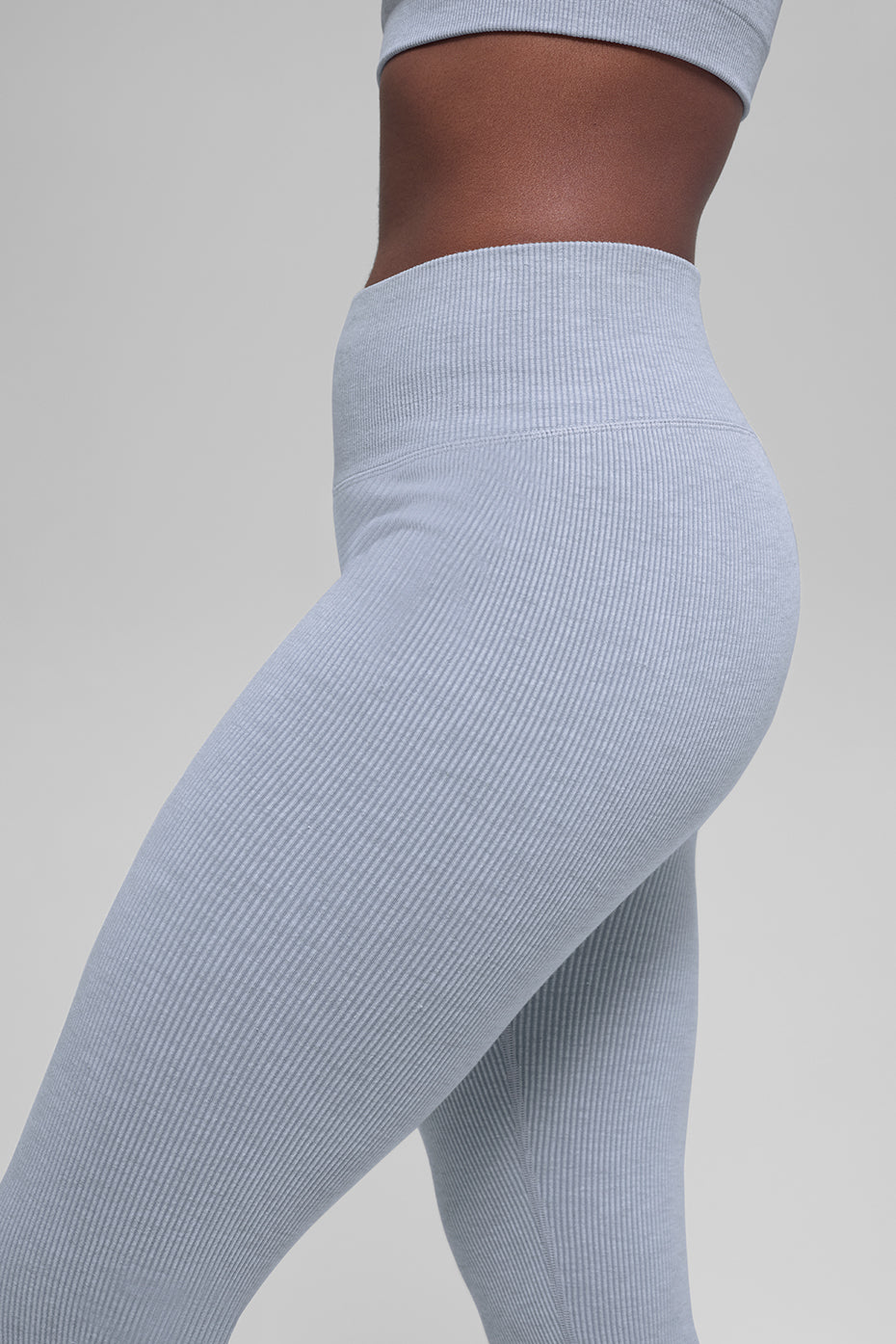 Seamless High-Waist Two Tone Rib Legging - Winter Frost Heather