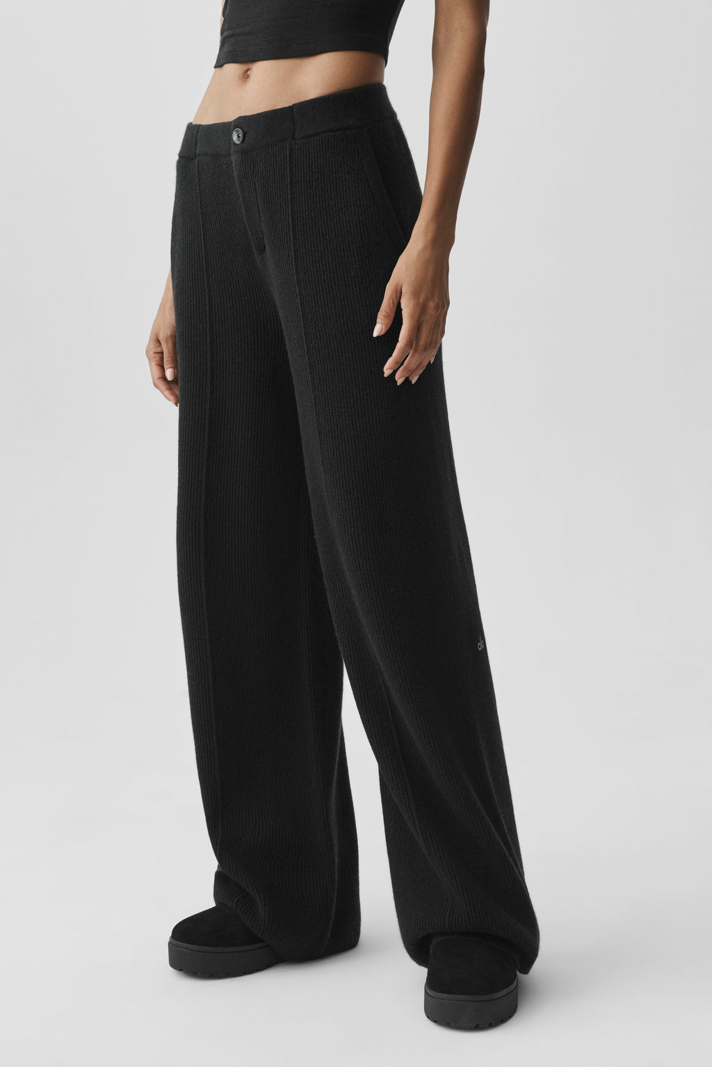 Cashmere Wool Low-Rise Harmony Trouser (Long) - Black