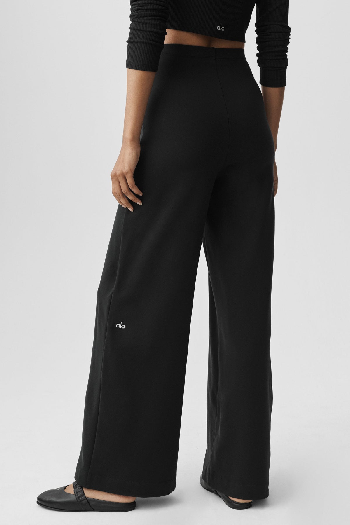 Airbrush High-Waist Wide Leg Pant (Long) - Black