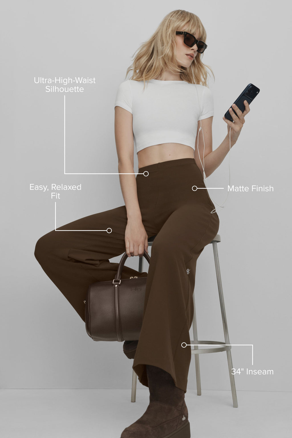 Airbrush High-Waist Wide Leg Pant (Long) - Espresso
