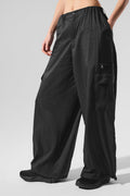 Sheer Game Time Wide Leg Jogger - Black