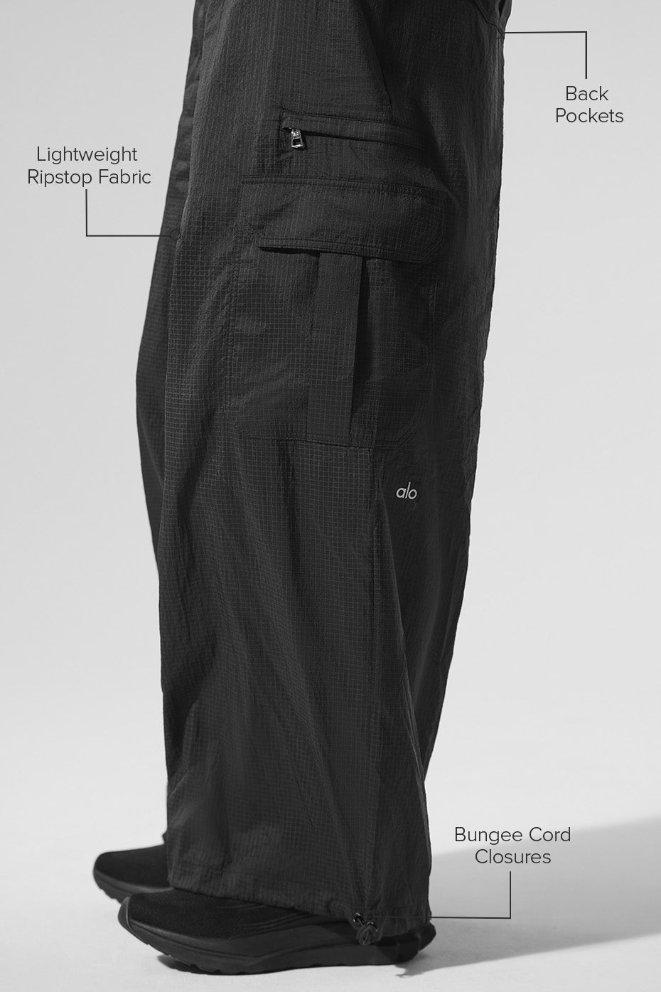 Sheer Game Time Wide Leg Jogger - Black